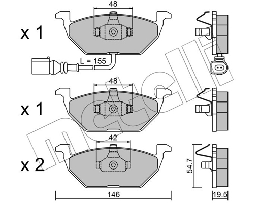Комплект тормозных колодок, дисковый тормоз   22-0211-2   METELLI