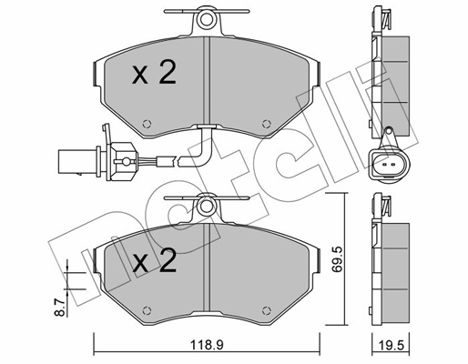 Комплект тормозных колодок, дисковый тормоз   22-0215-2   METELLI