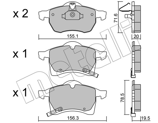 Комплект тормозных колодок, дисковый тормоз   22-0258-0   METELLI