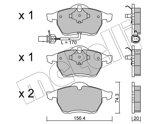 Комплект тормозных колодок, дисковый тормоз   22-0279-1   METELLI