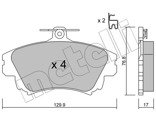 Комплект тормозных колодок, дисковый тормоз   22-0286-0   METELLI
