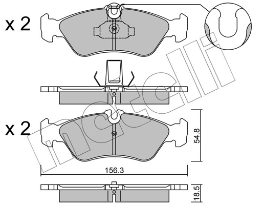 Комплект тормозных колодок, дисковый тормоз   22-0311-0   METELLI
