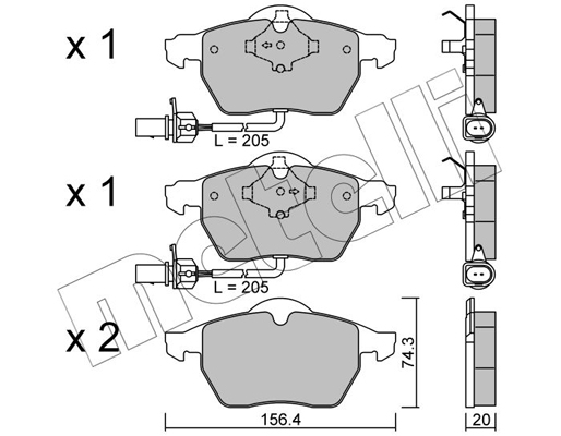 Комплект тормозных колодок, дисковый тормоз   22-0314-0   METELLI