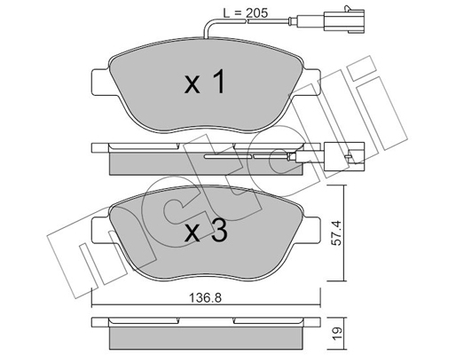 Комплект тормозных колодок, дисковый тормоз   22-0322-0   METELLI