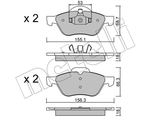 Комплект тормозных колодок, дисковый тормоз   22-0335-0   METELLI