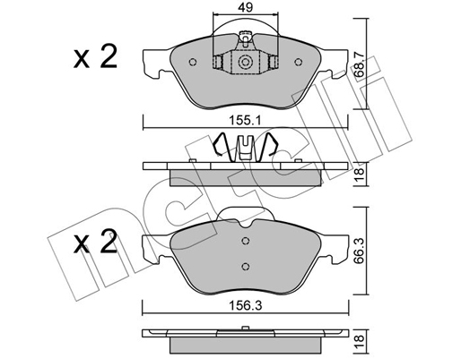 Комплект тормозных колодок, дисковый тормоз   22-0335-1   METELLI