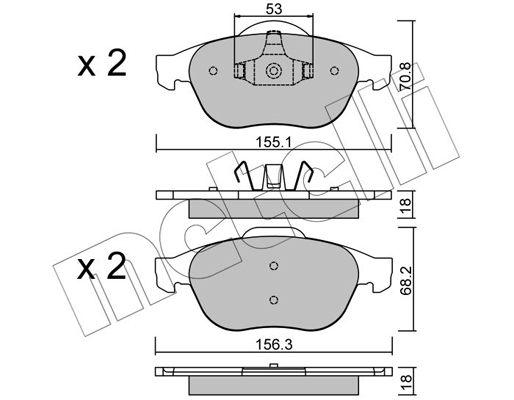 Комплект тормозных колодок, дисковый тормоз   22-0336-0   METELLI