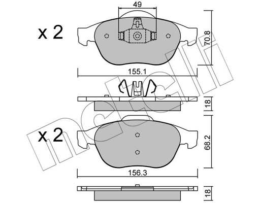 Комплект тормозных колодок, дисковый тормоз   22-0336-2   METELLI