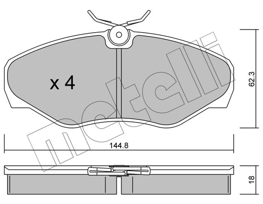 Комплект тормозных колодок, дисковый тормоз   22-0338-2   METELLI