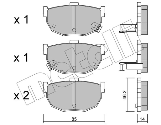 Комплект тормозных колодок, дисковый тормоз   22-0362-0   METELLI