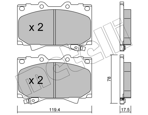 Комплект тормозных колодок, дисковый тормоз   22-0452-0   METELLI