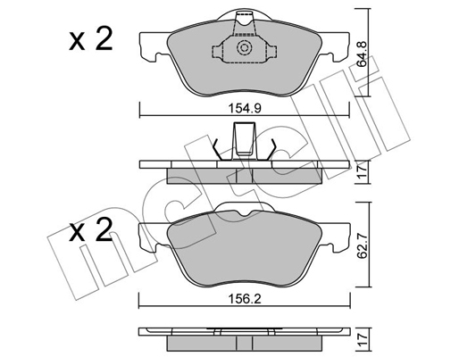 Комплект тормозных колодок, дисковый тормоз   22-0489-0   METELLI