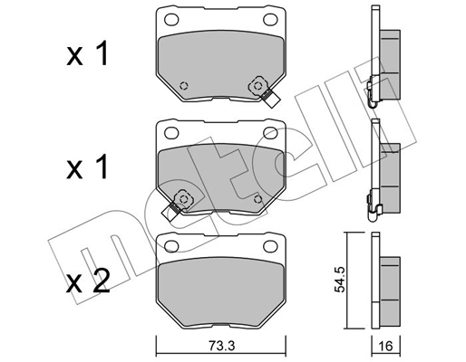 Комплект гальмівних накладок, дискове гальмо   22-0501-0   METELLI