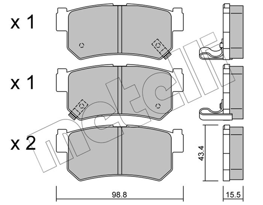 Комплект тормозных колодок, дисковый тормоз   22-0519-0   METELLI
