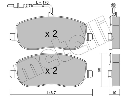 Комплект тормозных колодок, дисковый тормоз   22-0530-0   METELLI