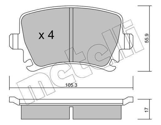 Комплект тормозных колодок, дисковый тормоз   22-0553-0   METELLI