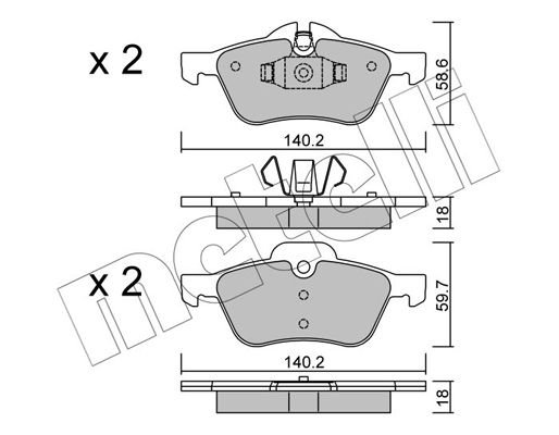 Комплект тормозных колодок, дисковый тормоз   22-0555-0   METELLI