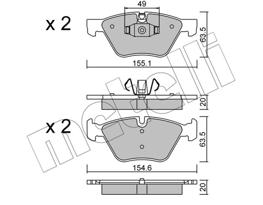 Комплект тормозных колодок, дисковый тормоз   22-0557-5   METELLI