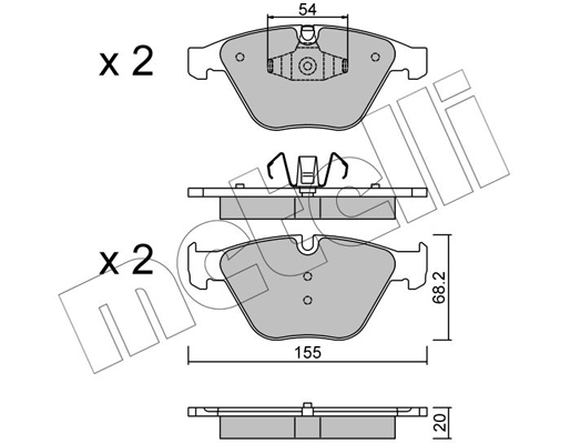 Комплект тормозных колодок, дисковый тормоз   22-0558-6   METELLI