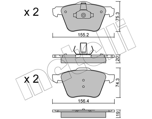 Комплект тормозных колодок, дисковый тормоз   22-0599-1   METELLI