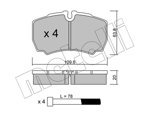 Комплект тормозных колодок, дисковый тормоз   22-0604-0   METELLI