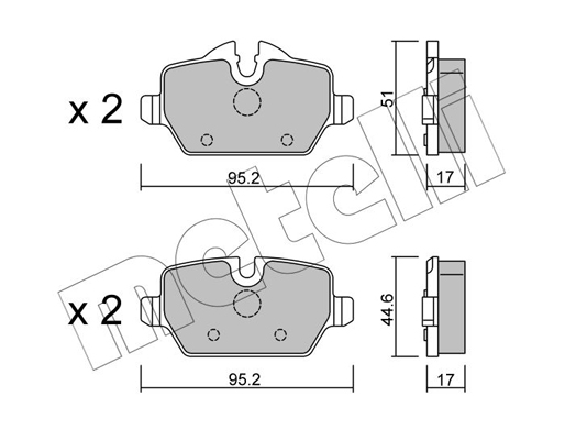 Комплект тормозных колодок, дисковый тормоз   22-0641-0   METELLI
