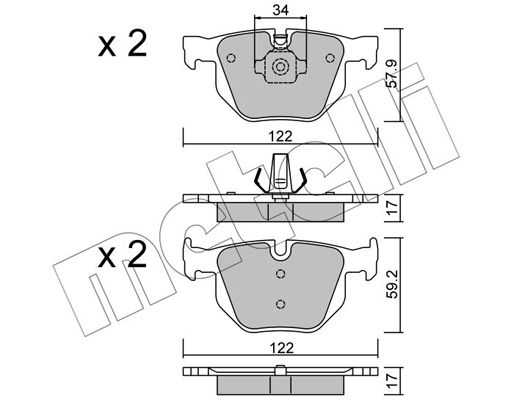Комплект тормозных колодок, дисковый тормоз   22-0644-4   METELLI