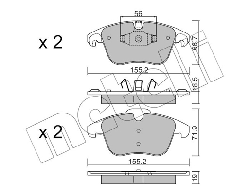 Комплект тормозных колодок, дисковый тормоз   22-0675-3   METELLI
