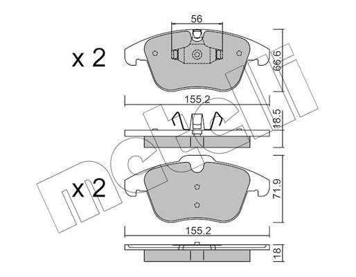 Комплект тормозных колодок, дисковый тормоз   22-0675-5   METELLI
