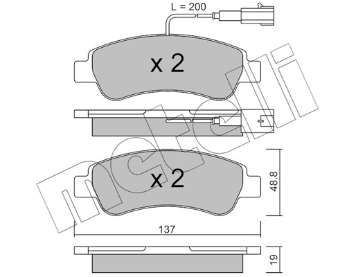 Комплект тормозных колодок, дисковый тормоз   22-0710-1   METELLI