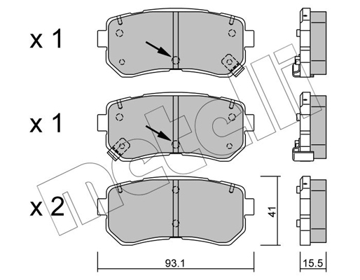 Комплект тормозных колодок, дисковый тормоз   22-0725-1   METELLI