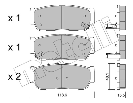 Комплект тормозных колодок, дисковый тормоз   22-0727-0   METELLI