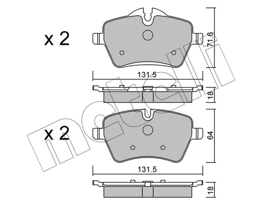 Комплект тормозных колодок, дисковый тормоз   22-0768-0   METELLI