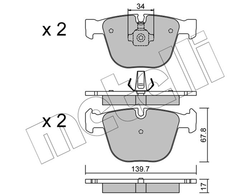 Комплект тормозных колодок, дисковый тормоз, METELLI, 22-0773-0