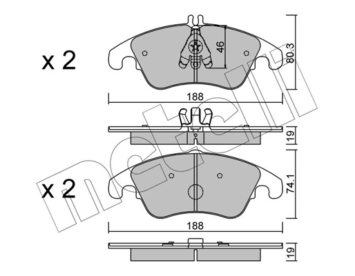 Комплект тормозных колодок, дисковый тормоз   22-0775-2   METELLI