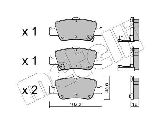 Комплект тормозных колодок, дисковый тормоз   22-0796-0   METELLI