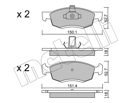Комплект тормозных колодок, дисковый тормоз   22-0802-0   METELLI