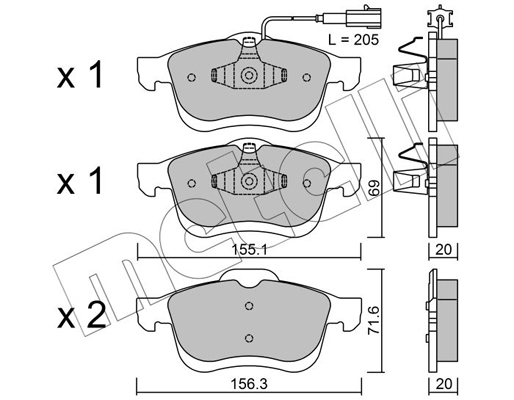 Комплект тормозных колодок, дисковый тормоз   22-0824-0   METELLI