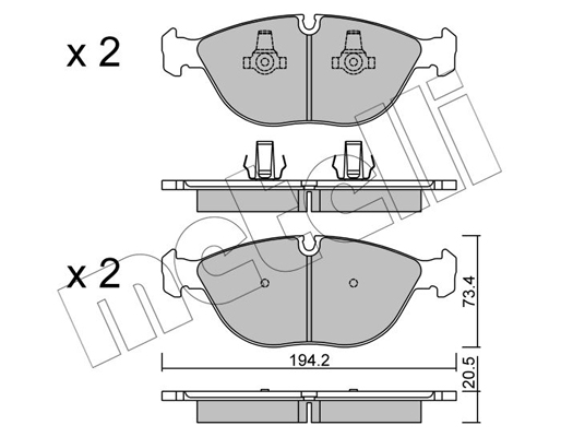 Комплект тормозных колодок, дисковый тормоз   22-0828-0   METELLI