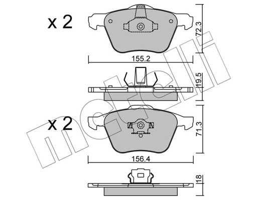 Комплект тормозных колодок, дисковый тормоз   22-0833-0   METELLI
