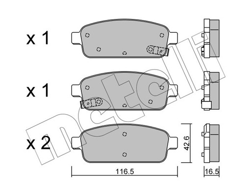 Комплект тормозных колодок, дисковый тормоз   22-0840-0   METELLI