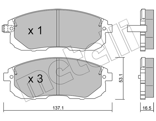 Комплект тормозных колодок, дисковый тормоз   22-0876-0   METELLI