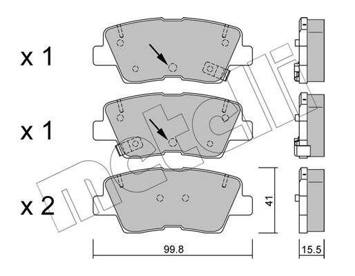 Комплект тормозных колодок, дисковый тормоз   22-0886-1   METELLI