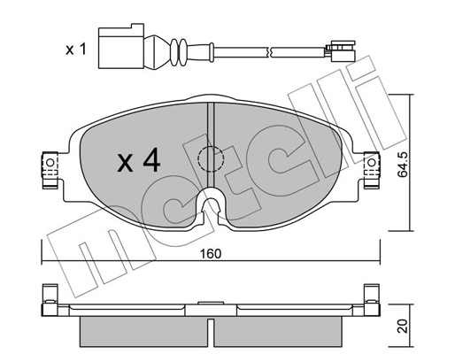 Комплект тормозных колодок, дисковый тормоз   22-0950-0K   METELLI