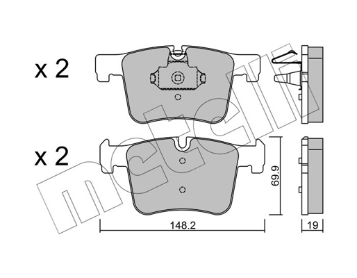 Комплект тормозных колодок, дисковый тормоз   22-0961-0   METELLI