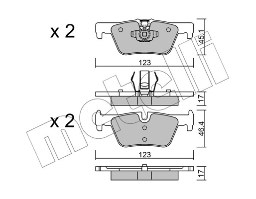 Комплект тормозных колодок, дисковый тормоз   22-0962-0   METELLI