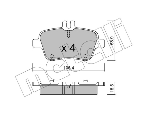 Комплект тормозных колодок, дисковый тормоз   22-0966-0   METELLI
