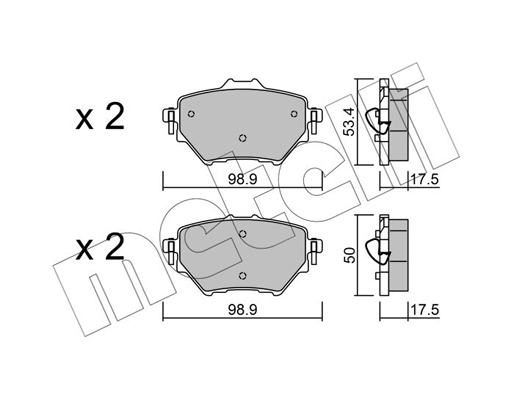 Комплект тормозных колодок, дисковый тормоз   22-0987-0   METELLI
