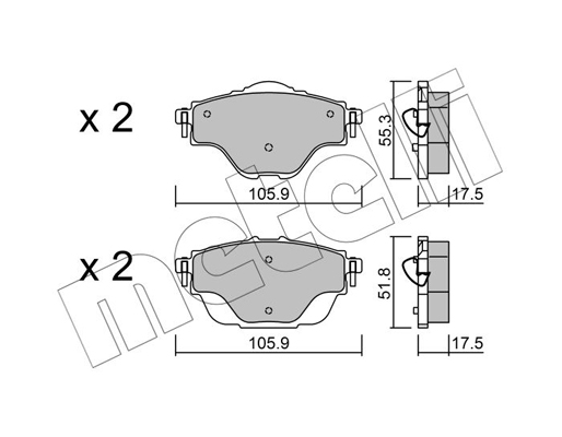 Комплект тормозных колодок, дисковый тормоз   22-0988-0   METELLI