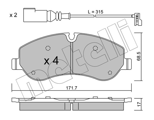 Комплект тормозных колодок, дисковый тормоз   22-0990-0   METELLI